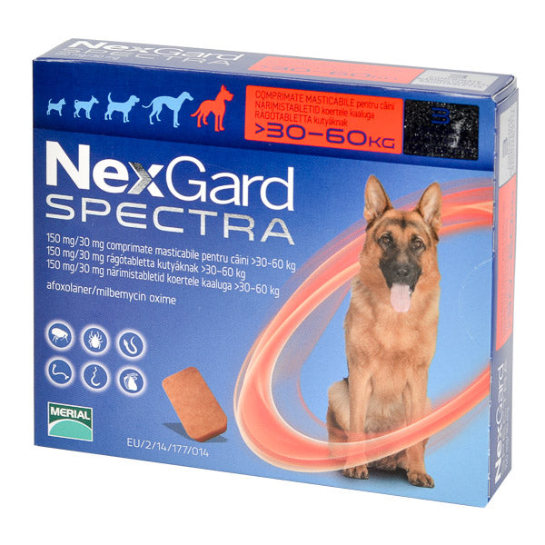 NexGard Spectra Chewable 3 Tablets for Dogs prevention of heartworm disease / Antiparassitario / vermifugo per cani 3 compresse EUROPEAN VERSION