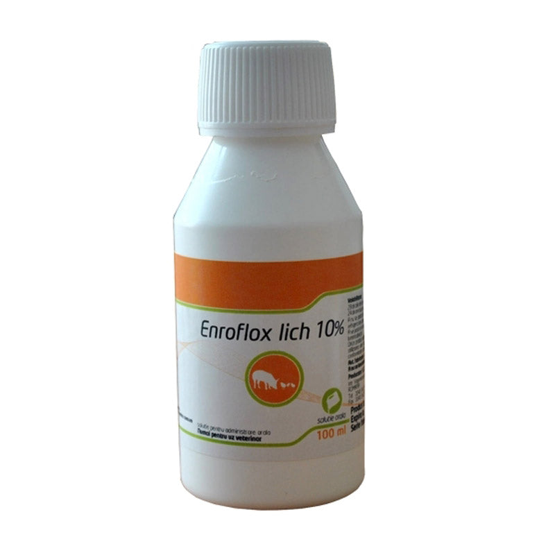 Enroflox Lich 10% Baytril - oral solution for pigs and broilers // soluzione orale per polli e suini // ENROFLOXACINA 100MG/ML