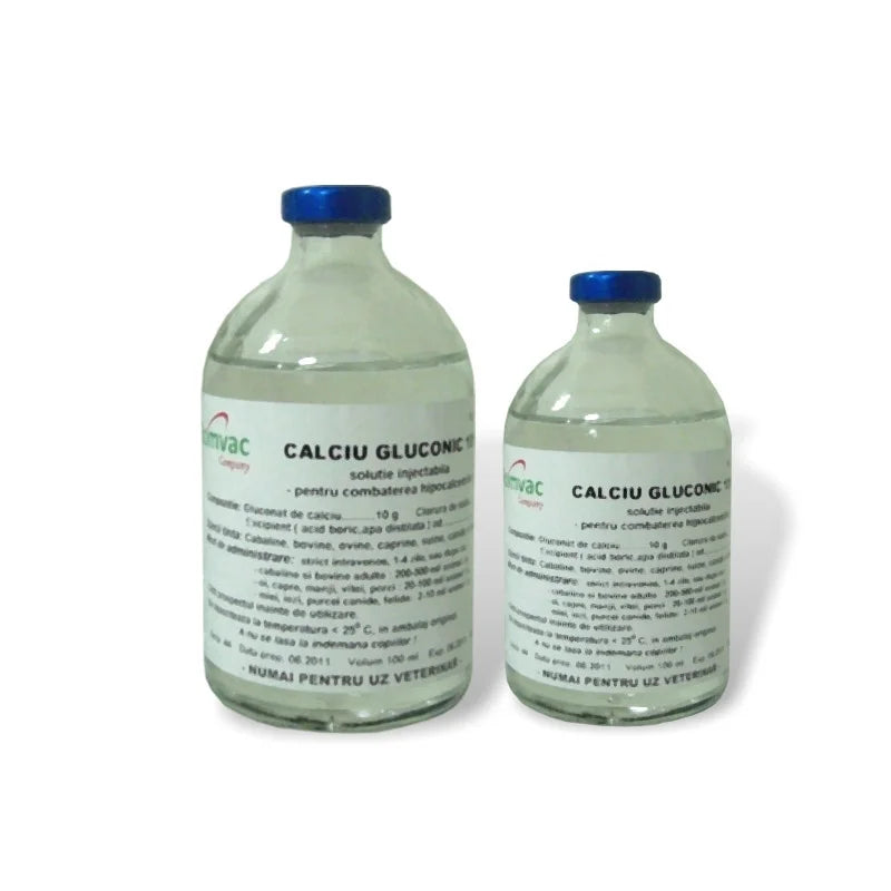 Calcium gluconique 10% //Calcio gluconico 10% // Chevaux, bovins, moutons, chèvres, porcs, canidés, félidés// Cavalli, bovini, ovini, caprini, suini, canidi, felini.