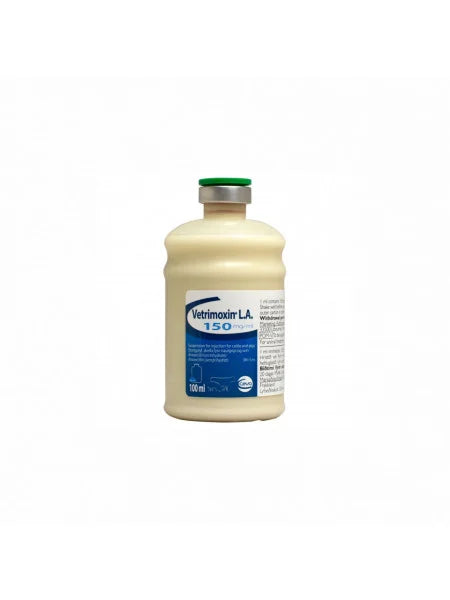 VETRIMOXIN LA - 100 ML // 150 mg amoxicillin // Cattle, sheep, goats, pigs / bovini, ovini, caprini e suini