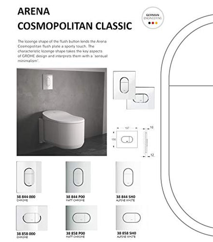GROHE 38844P00 Arena Cosmopolitan Flush Plate - Brushed Chrome - Pet Shop Luna