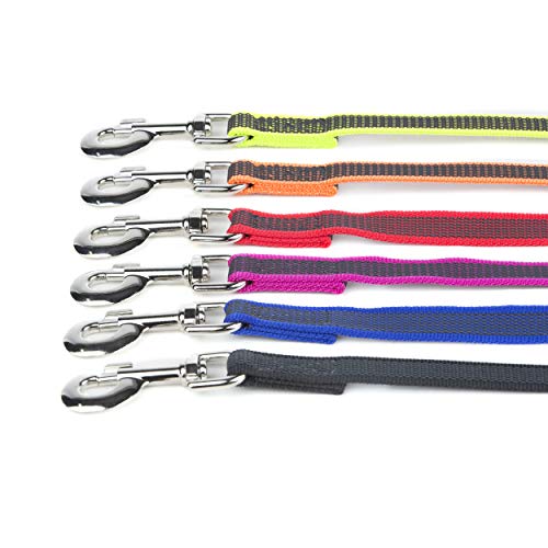 Color & Gray Super-Grip Leash with Handle, and D-Ring, 0.79 in x 6.56 ft, Black-Gray - Pet Shop Luna