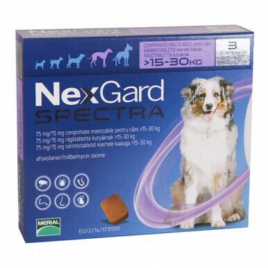 NexGard Spectra Chewable 3 Tablets for Dogs prevention of heartworm disease / Antiparassitario / vermifugo per cani 3 compresse EUROPEAN VERSION - Pet Shop Luna